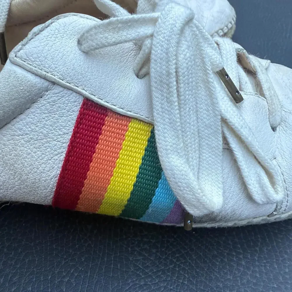 Splendid Women's Size 8 Sada Rainbow Stripe Espadrille Leather Sneakers‎